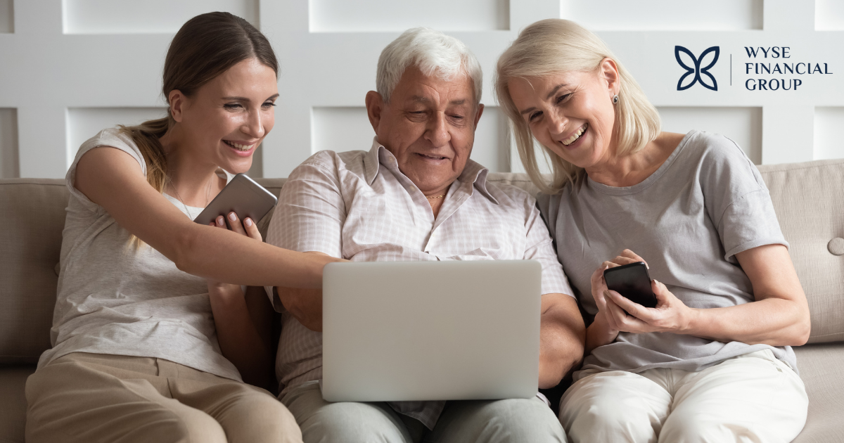 woman discussing finances with her parents